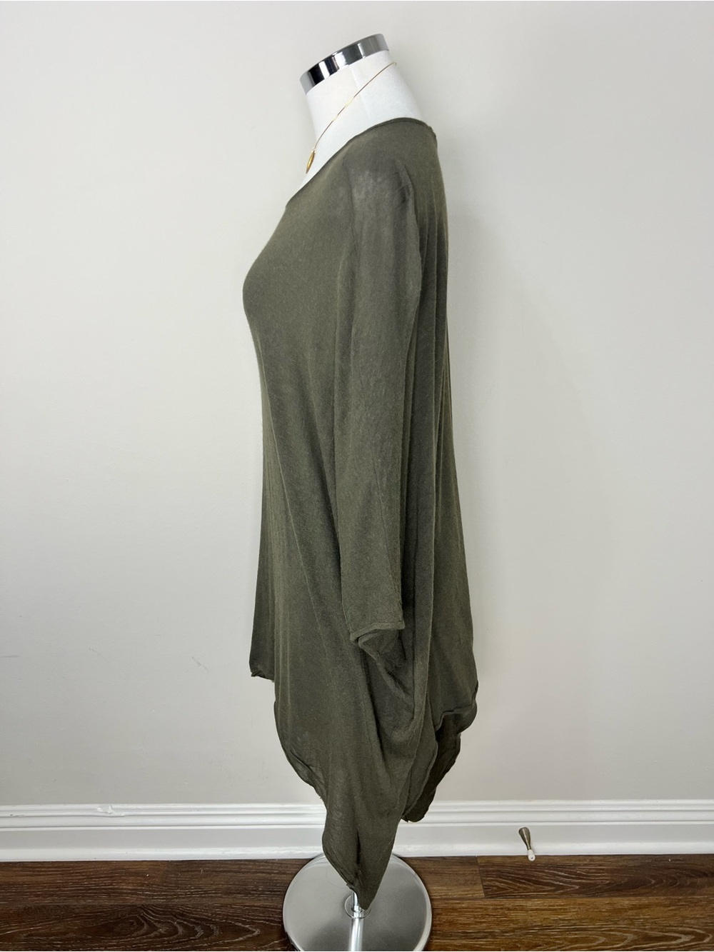 Helmut Lang Asymmetrical Tunic Top M Olive One Sleeve Angora Blend Oversized - Picture 4 of 8